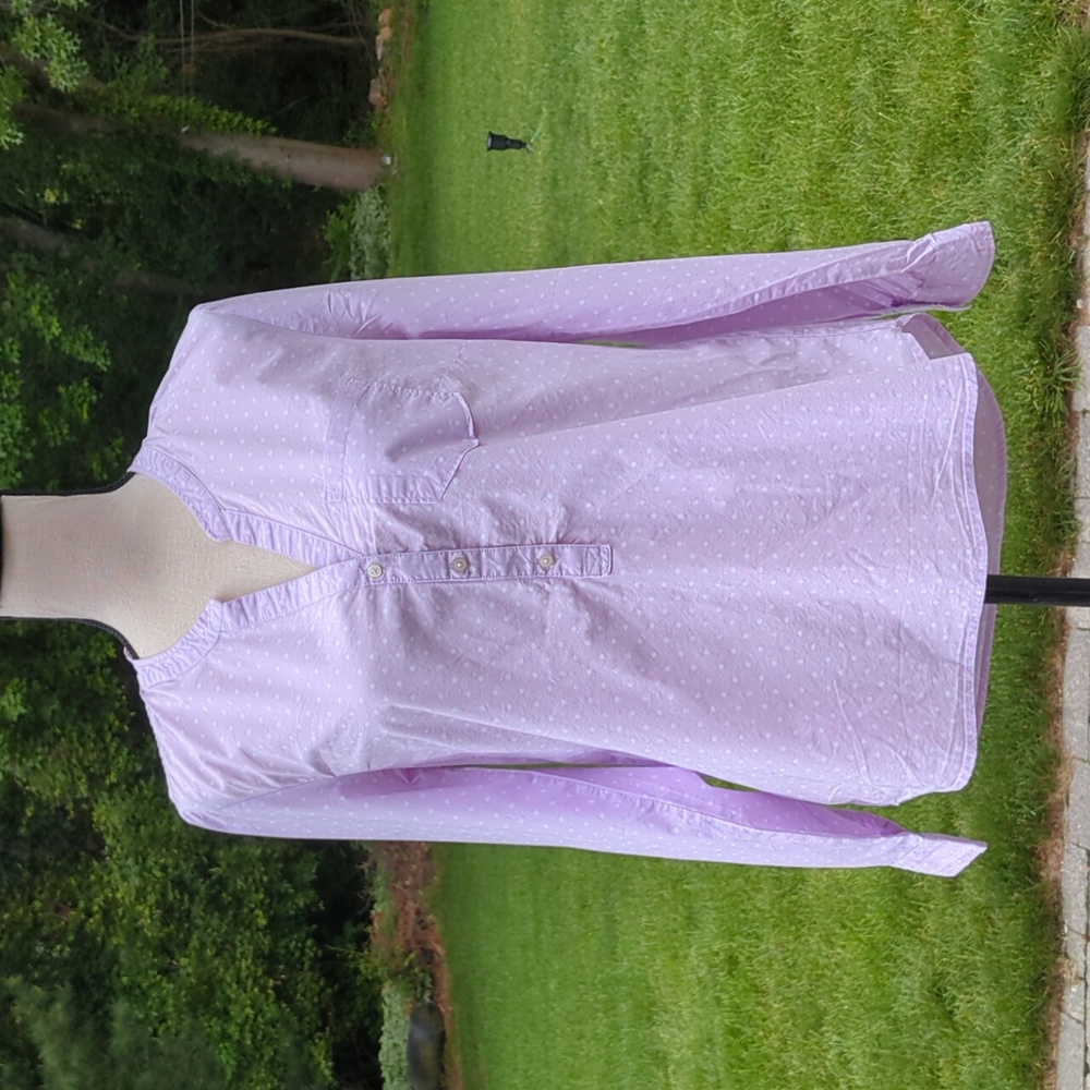 Gap 1/4 Button Down Polka Dot Long Sleeve Tunic Top